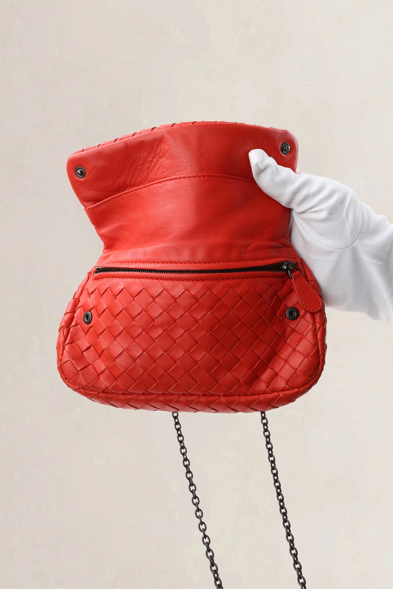 Bottega Veneta Red Nappa Intrecciato Mini — preloved
