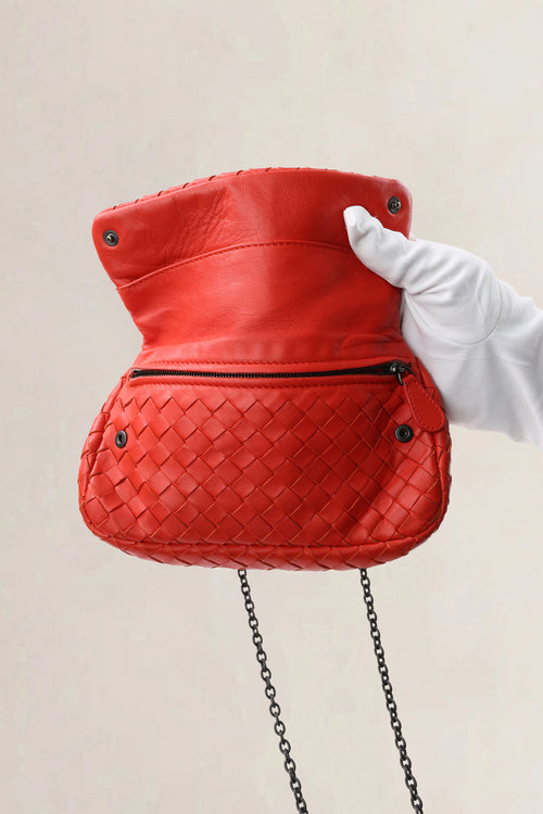Bottega Veneta Red Nappa Intrecciato Mini Shoulder Bag