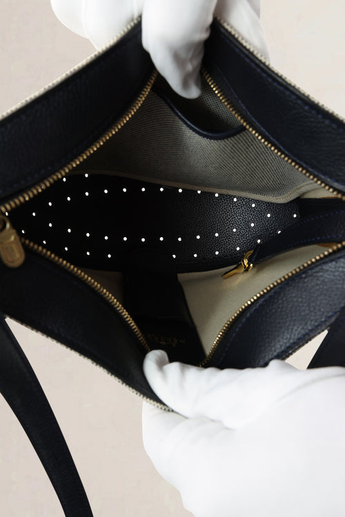Delvaux Beige Canvas/ Leather Pin Mini Bucket Crossbody Bag