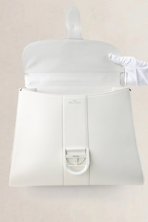 Delvaux White & Black-Magis Box Calf Leather Brillant GM Handbag