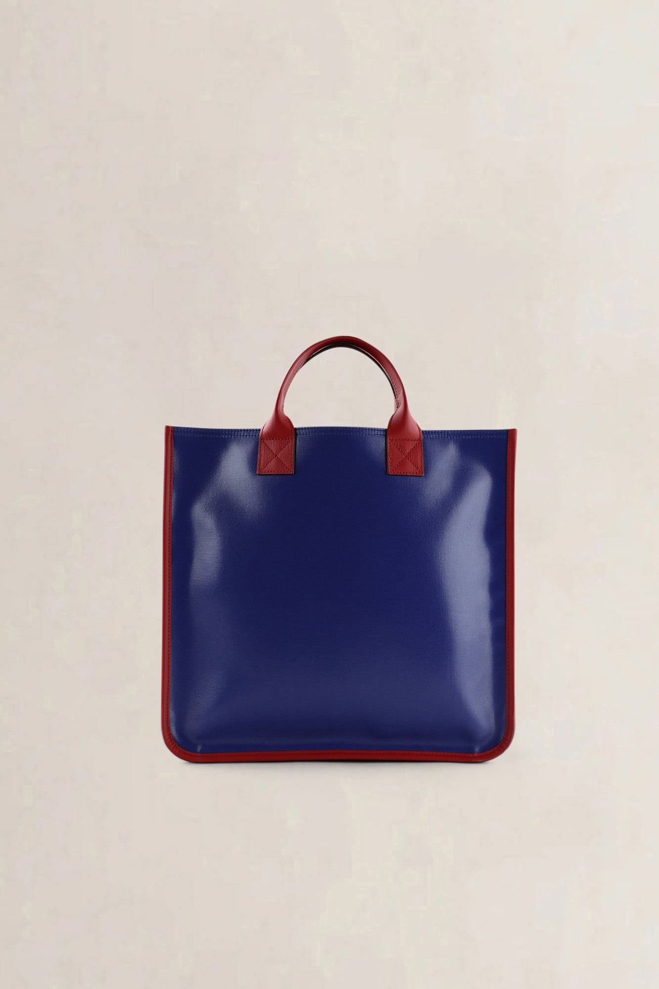 Gucci Blue "GUCCI" Print PVC & Leather Top Handle  Bag