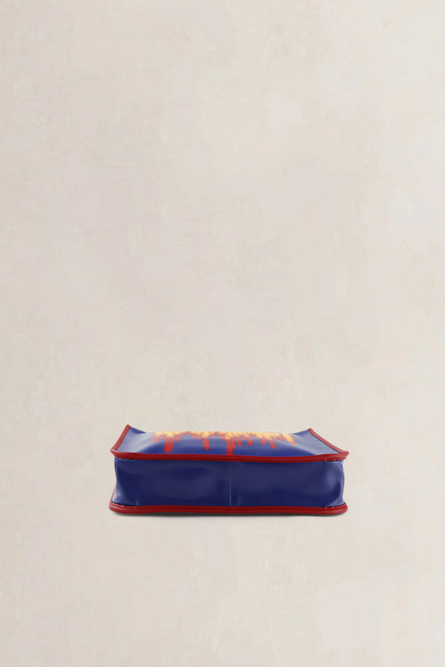 Gucci Blue "GUCCI" Print PVC & Leather Top Handle  Bag