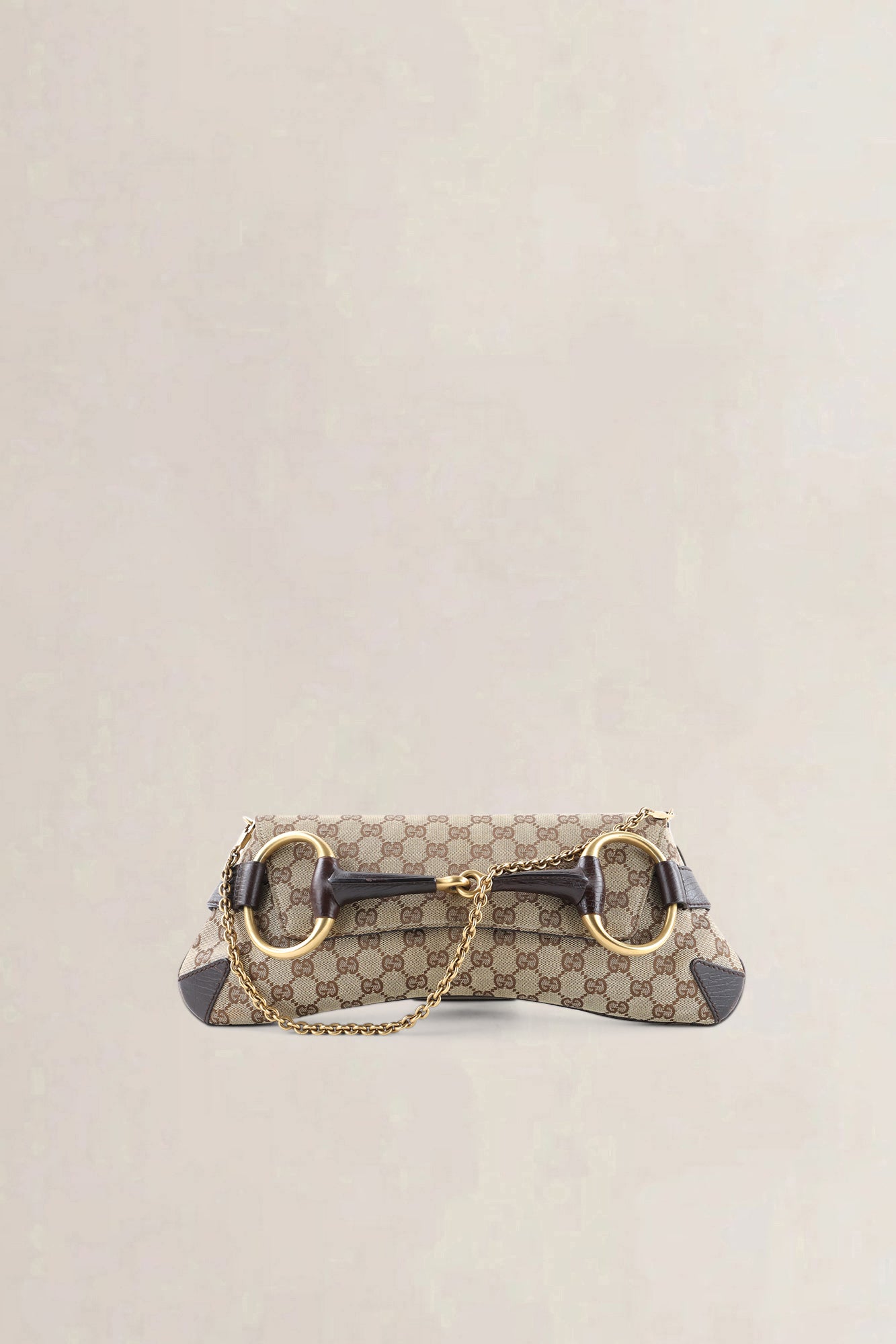 Gucci Brown GG Monogram Canvas Horsebit Shoulder Bag