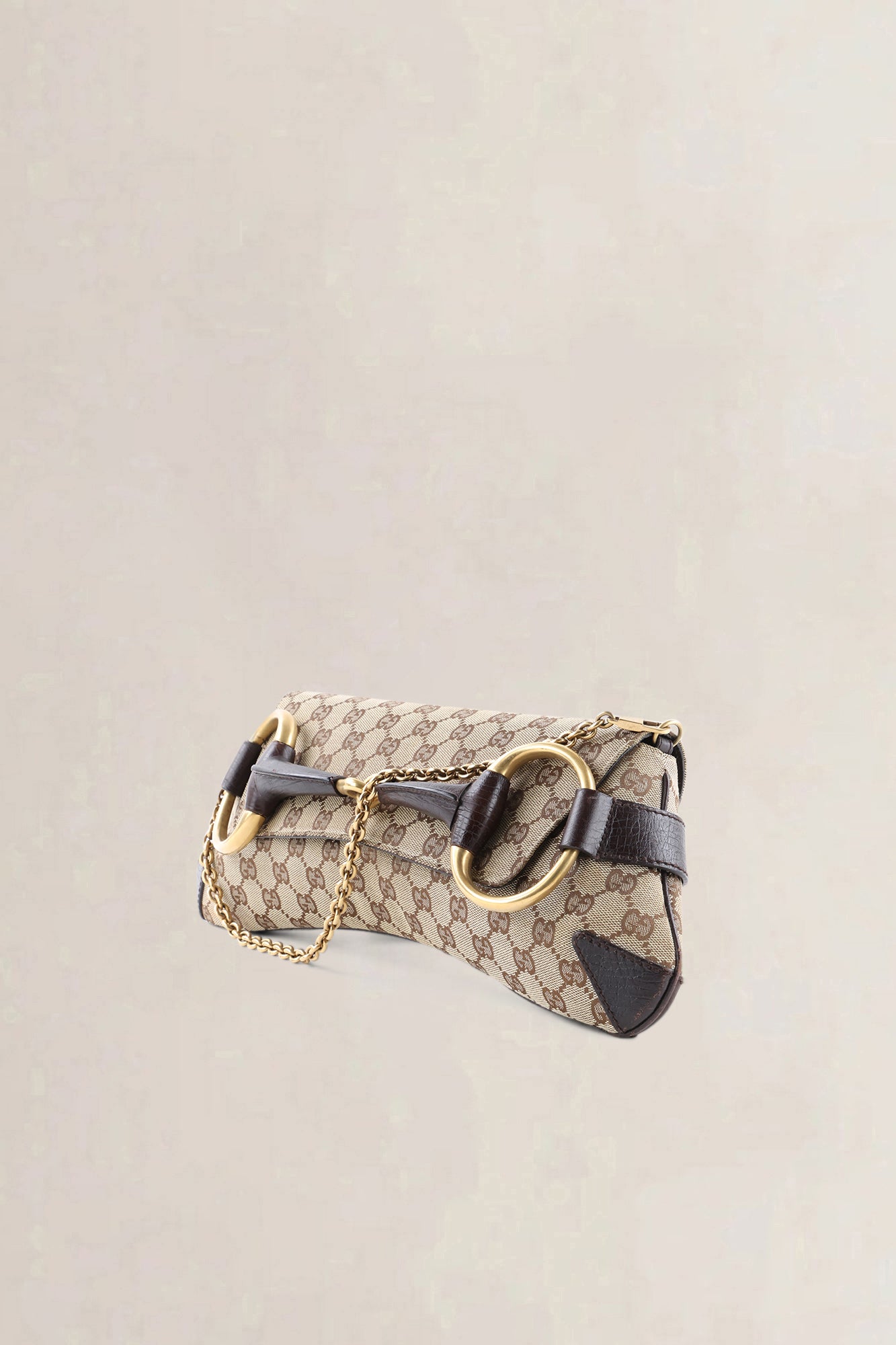 Gucci Brown GG Monogram Canvas Horsebit Shoulder Bag
