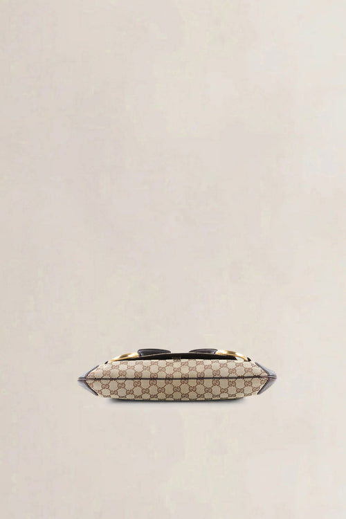 Gucci Brown GG Monogram Canvas Horsebit Shoulder Bag