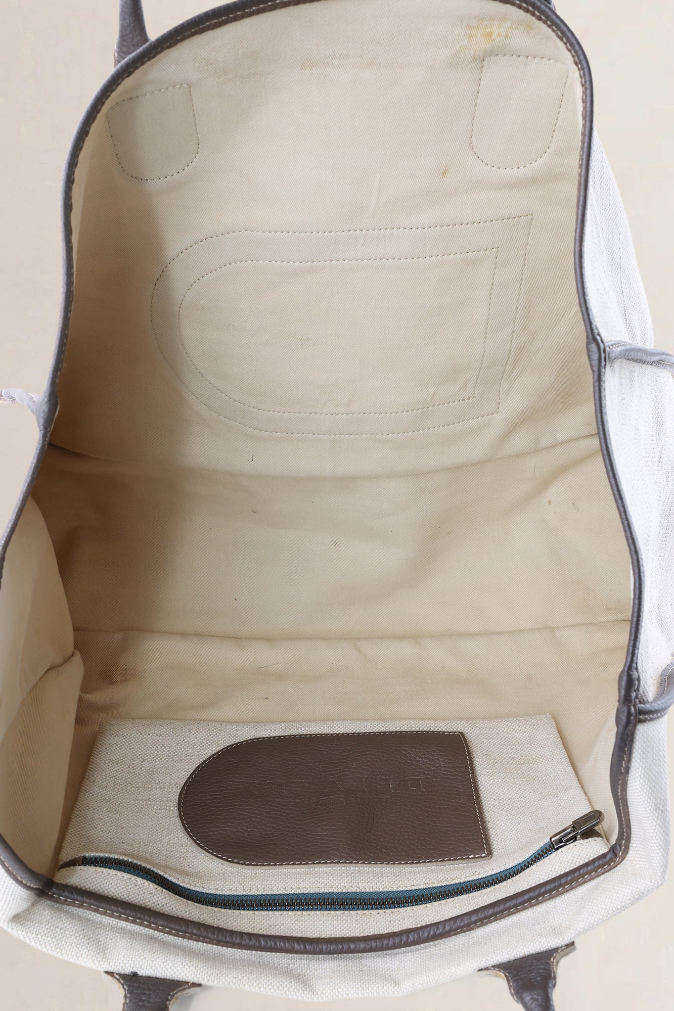 Delvaux Beige/Fauve Leather/Canvas Taxi Shoulder Bag
