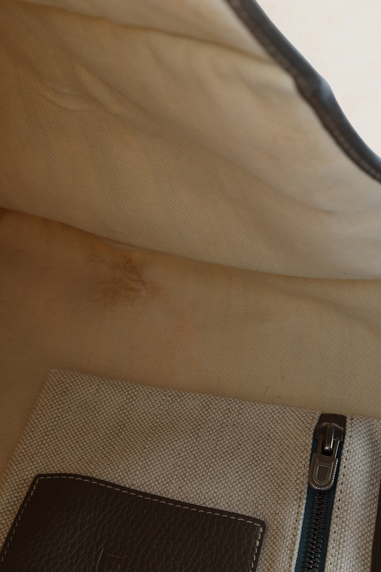 Delvaux Beige/Fauve Leather/Canvas Taxi Shoulder Bag