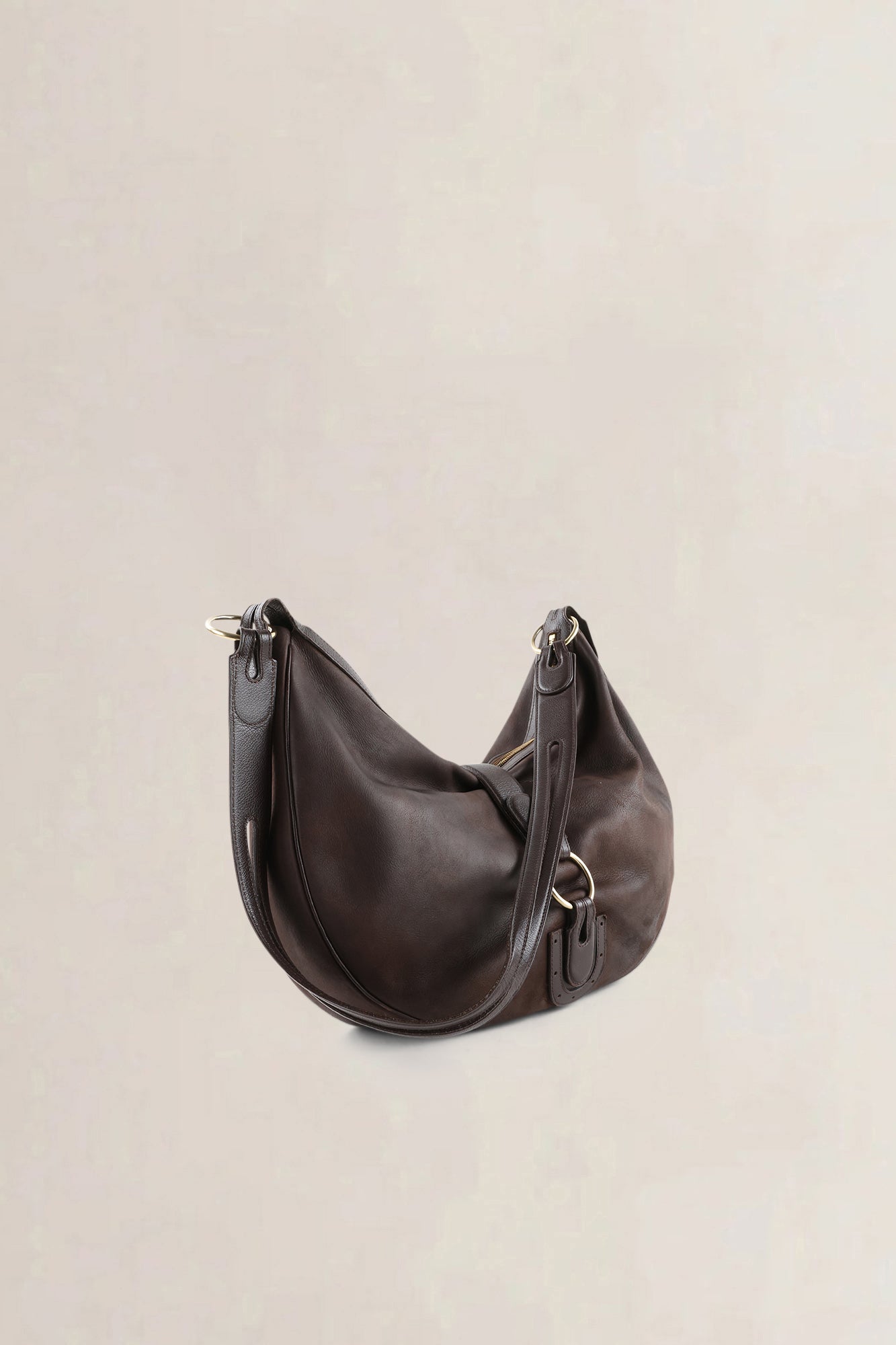 Delvaux Dark Brown Nubuck Camille GM Crossbody Bag