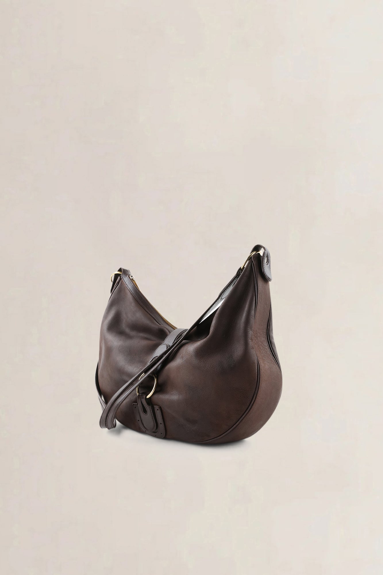 Delvaux Dark Brown Nubuck Camille GM Crossbody Bag