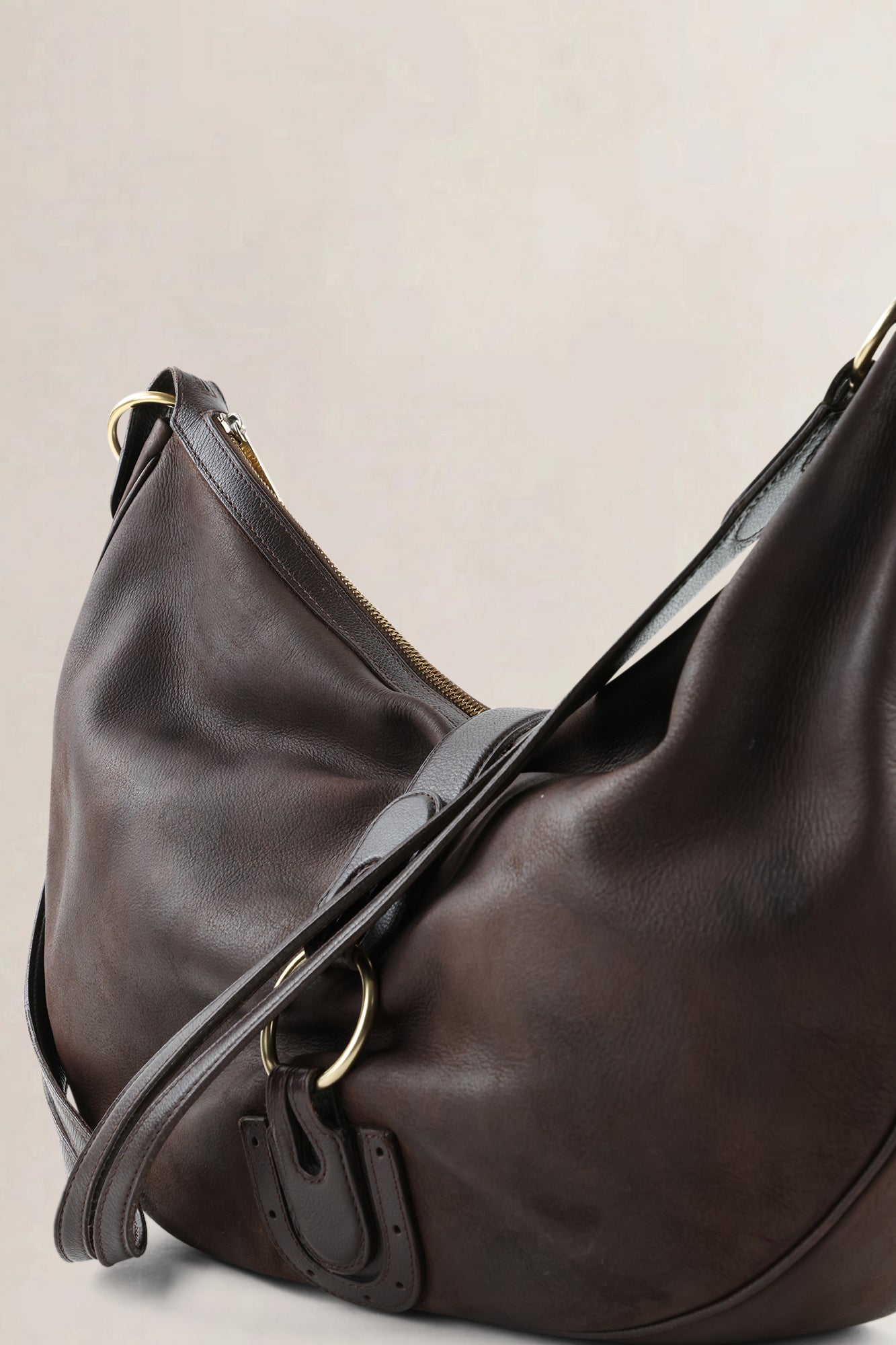 Delvaux Dark Brown Nubuck Camille GM Crossbody Bag