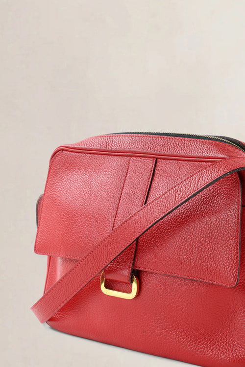 Delvaux Red Jumping Calf Leather Crossbody Bag