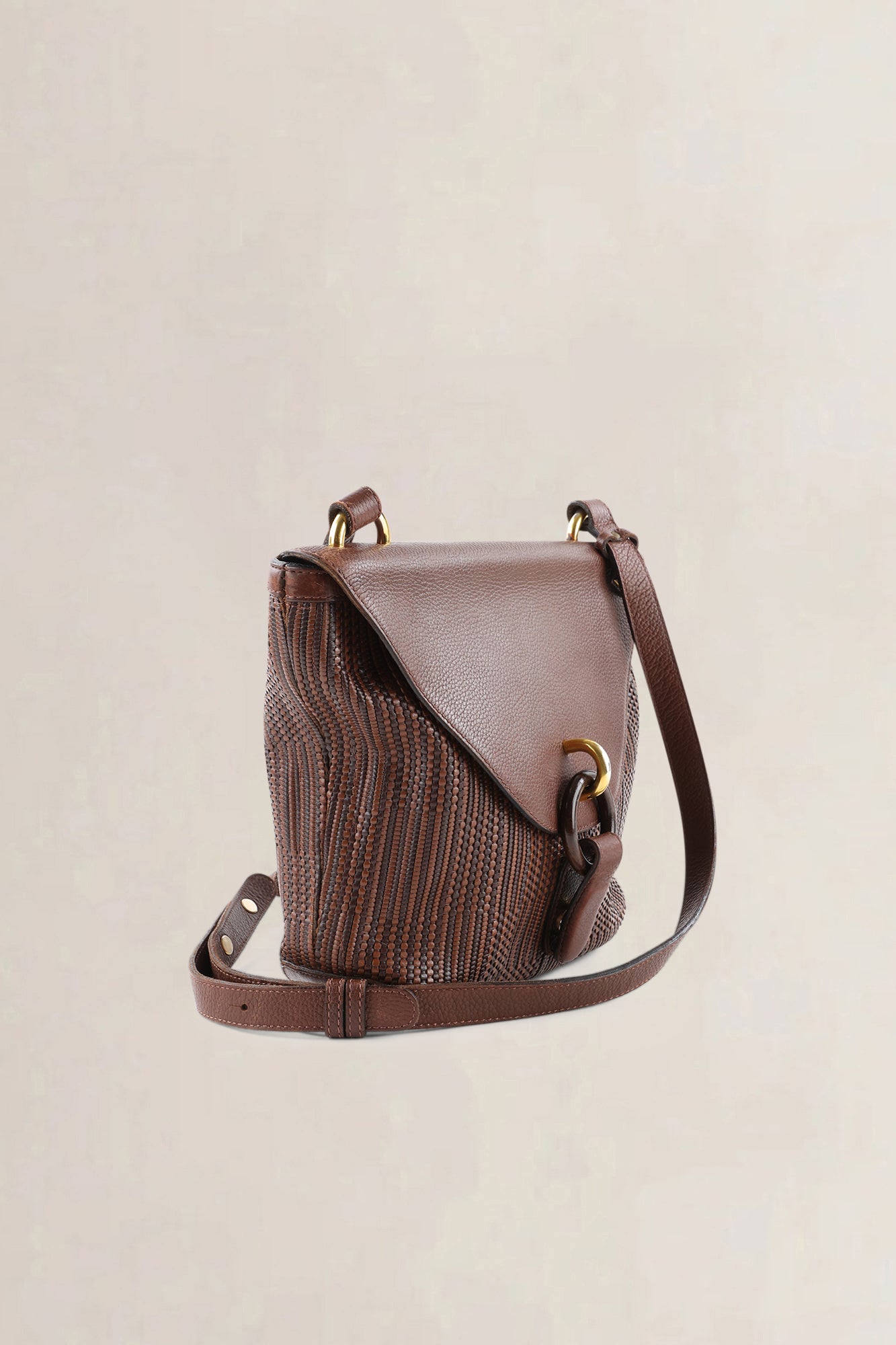 Delvaux Brown Toile de Cuir Mimosa Crossbody Bag