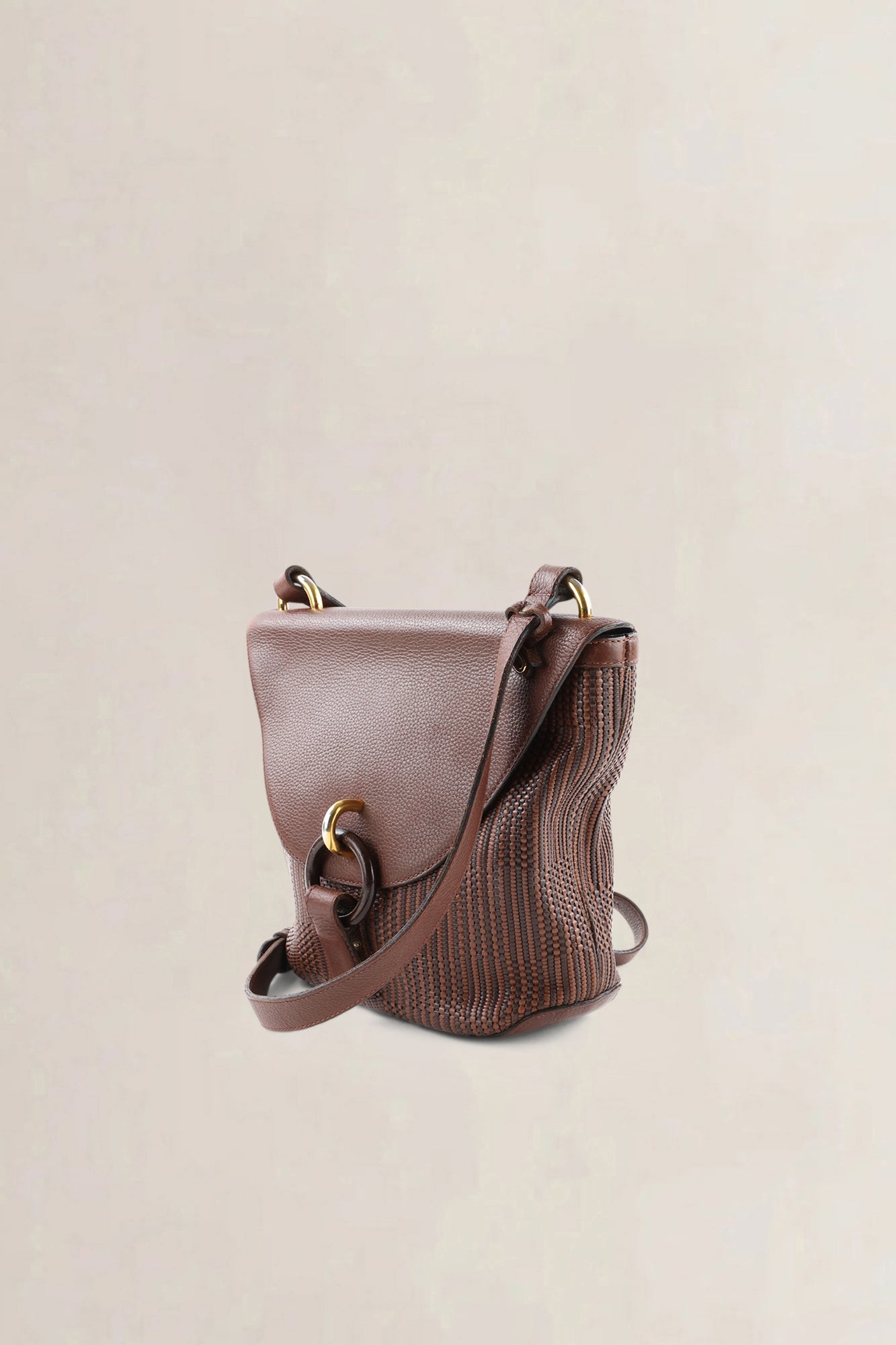 Delvaux Brown Toile de Cuir Mimosa Crossbody Bag