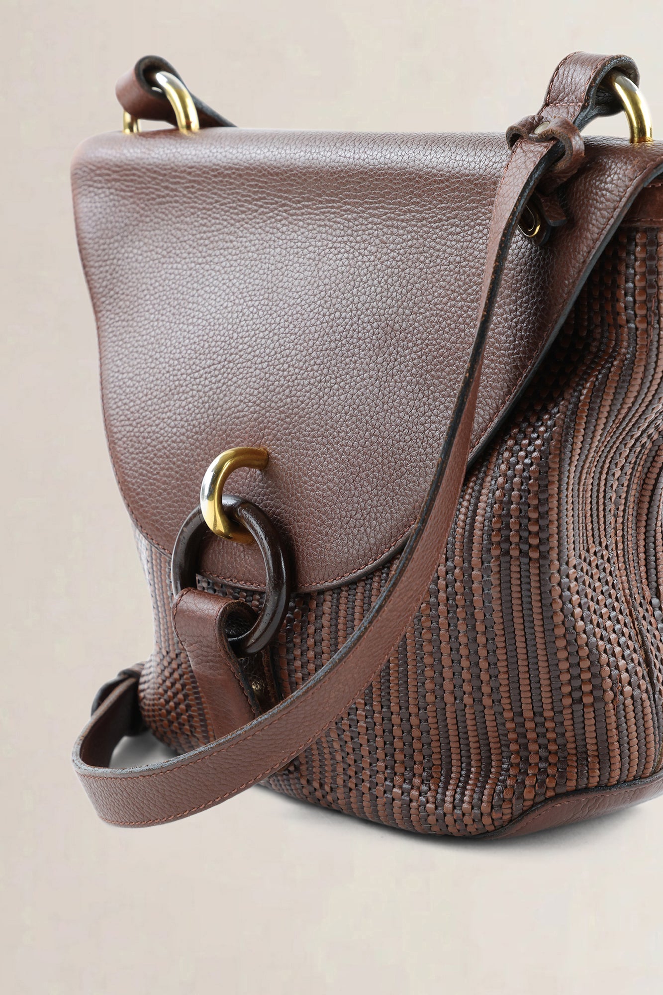 Delvaux Brown Toile de Cuir Mimosa Crossbody Bag