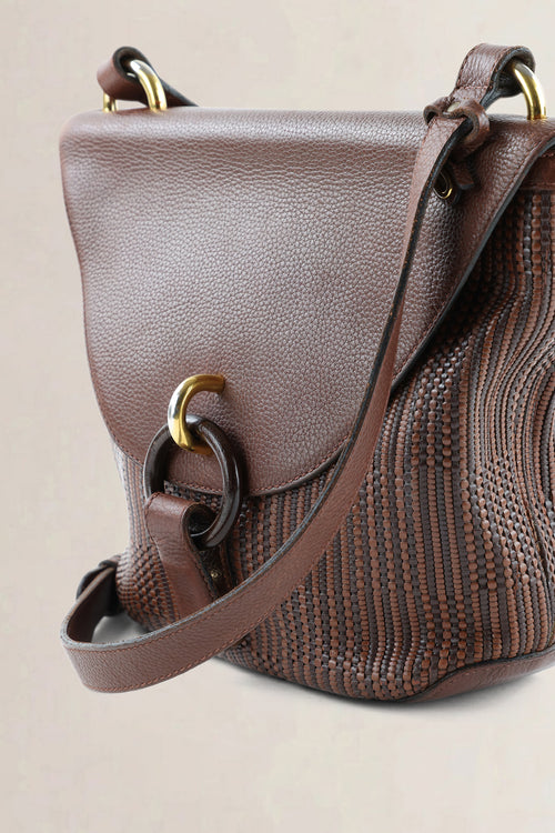 Delvaux Brown Toile de Cuir Mimosa Crossbody Bag
