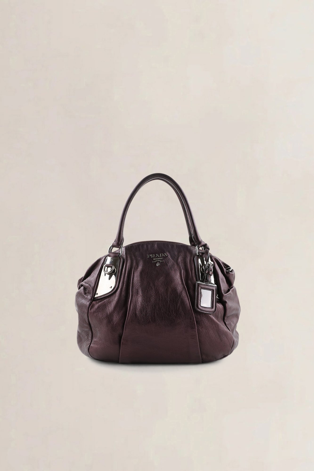 Prada Metallic Purple Leather Top Handle Bag