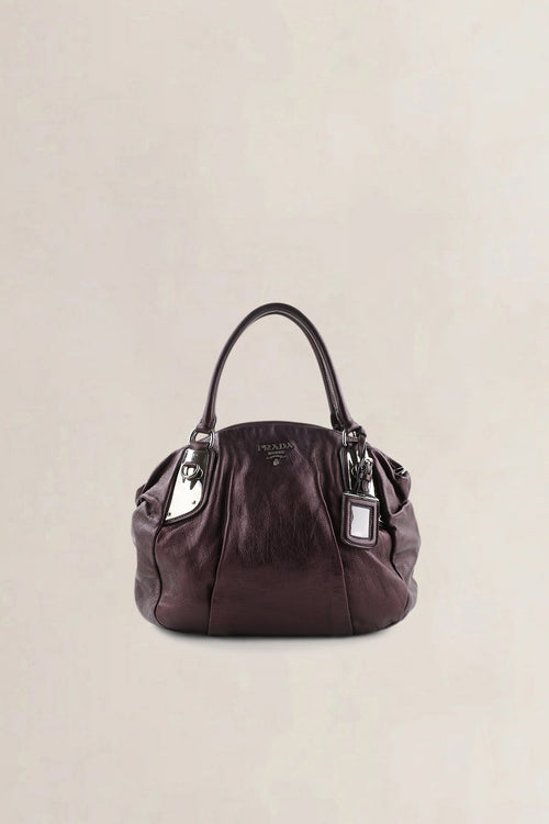Prada Metallic Purple Leather Top Handle Bag