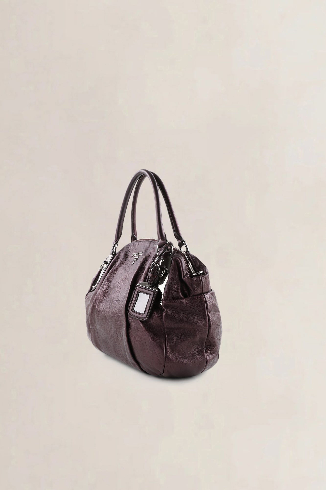 Prada Metallic Purple Leather Top Handle Bag