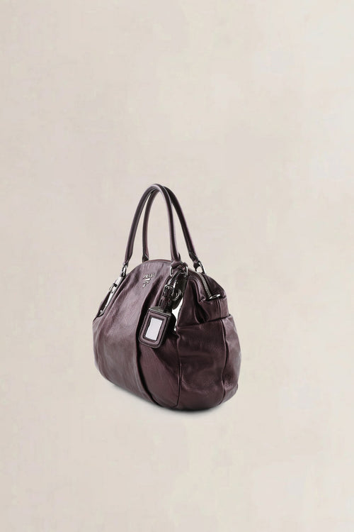 Prada Metallic Purple Leather Top Handle Bag