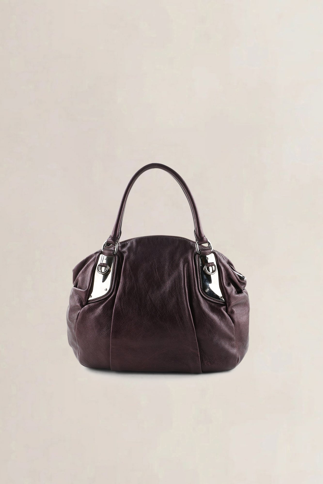 Prada Metallic Purple Leather Top Handle Bag