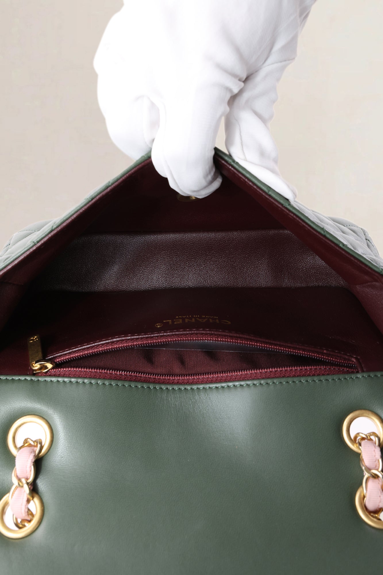 Chanel Green Quilted Lambskin Flap — preloved