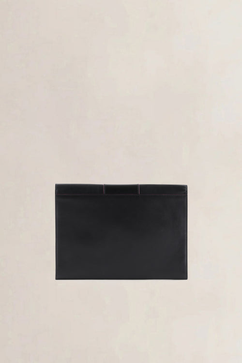 Delvaux Black Supple Calf Leather Paisley Clutch