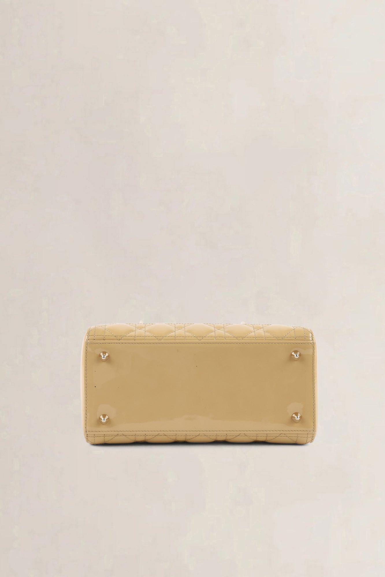 Christian Dior Cream Patent Leather Lady Dior Medium Top Handle Bag