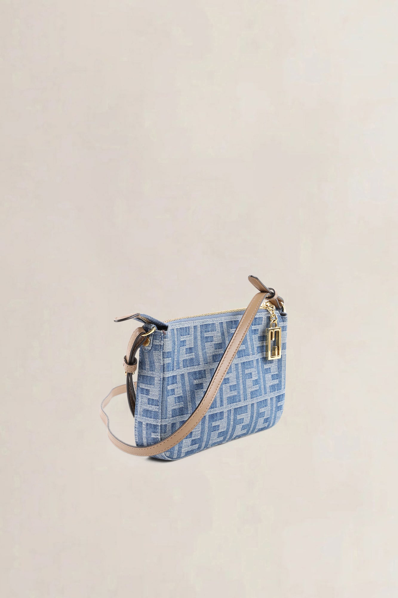 Fendi Light Blue FF Denim Baguette Pouch — preloved