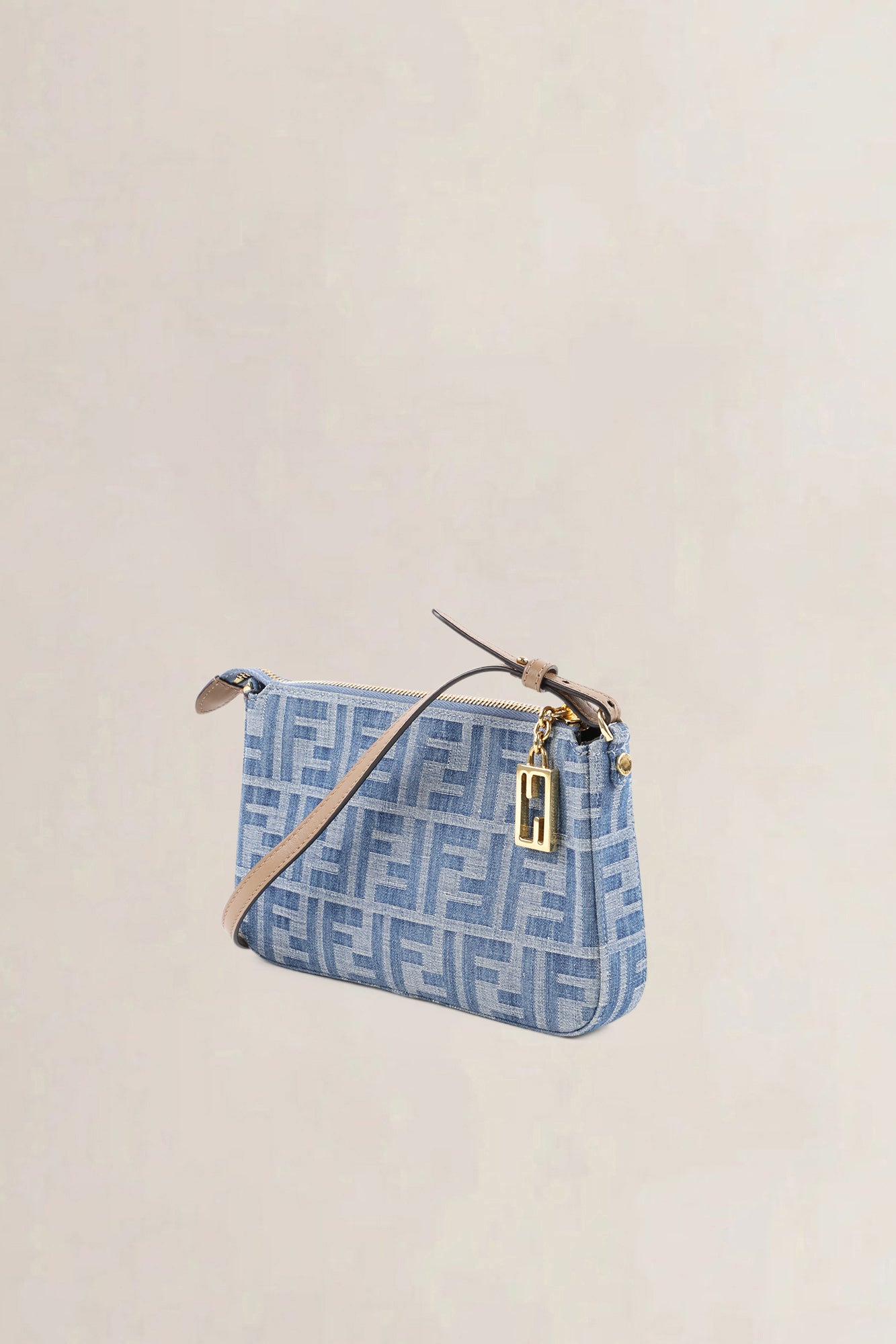 Fendi Light Blue FF Denim Baguette Pouch — preloved