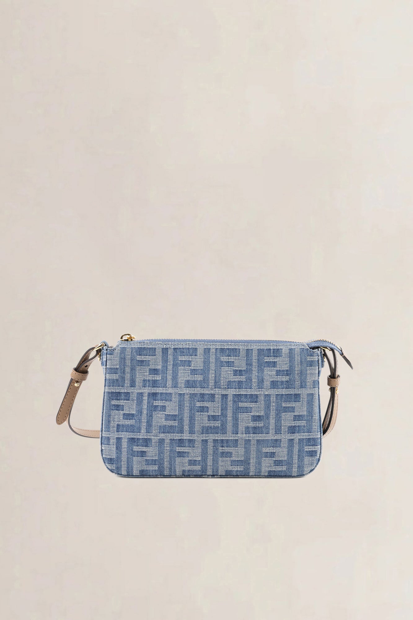 Fendi Light Blue FF Denim Baguette Pouch — preloved