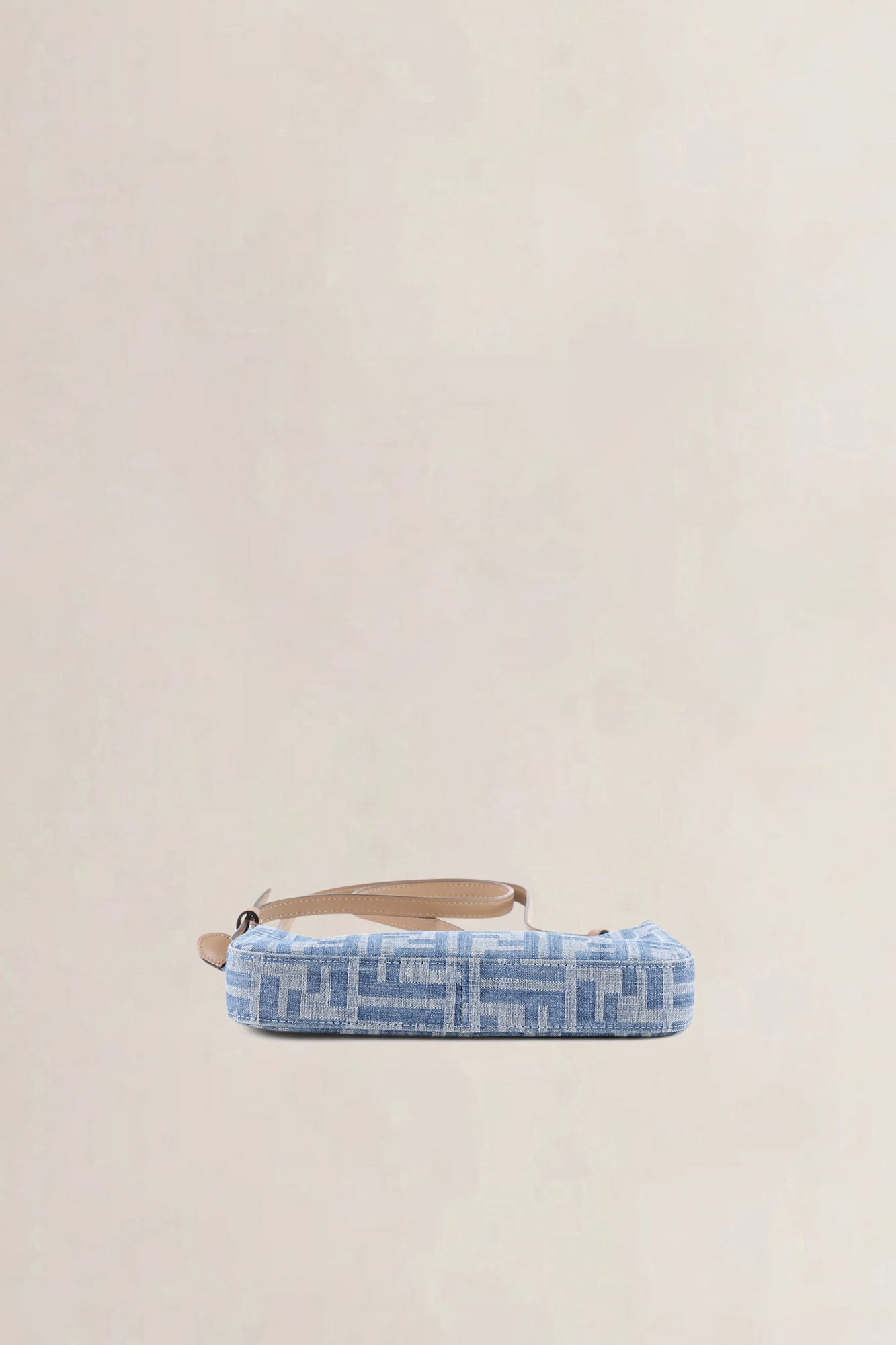 Fendi Light Blue FF Denim Baguette Pouch Crossbody Bag