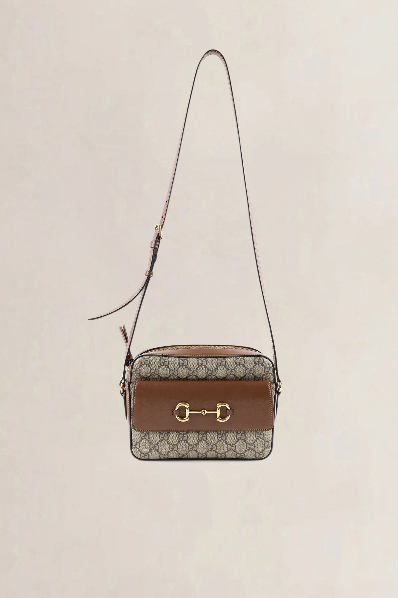 Gucci Beige Leather Horsebit 1955 Medium Crossbody Bag