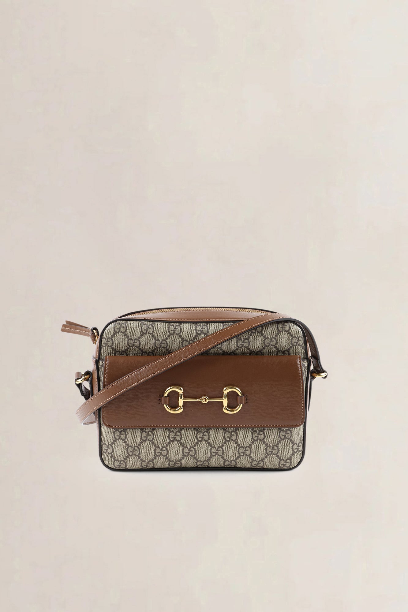Gucci Beige Leather Horsebit 1955 Medium Crossbody Bag