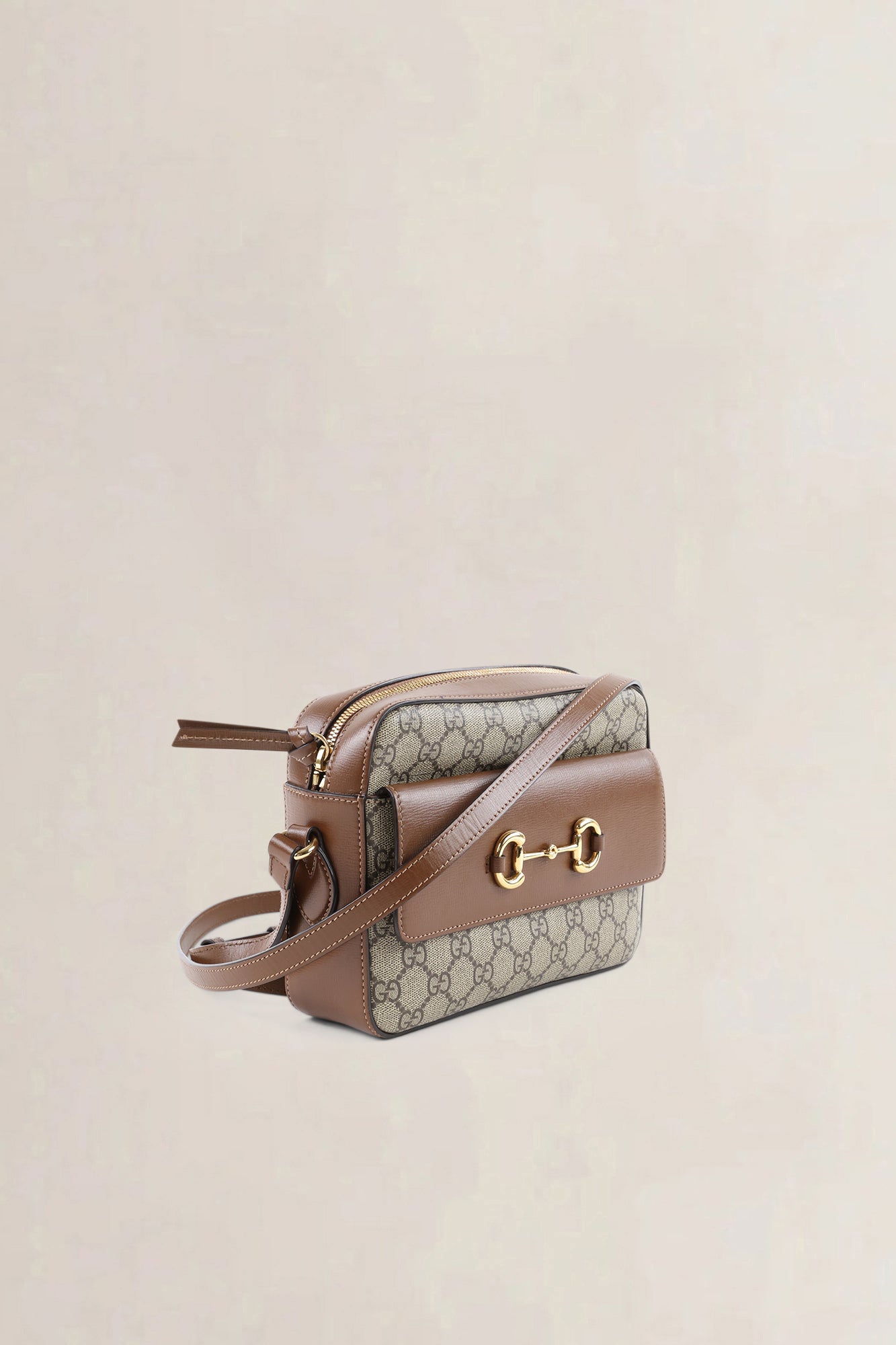 Gucci Beige Leather Horsebit 1955 Medium Crossbody Bag