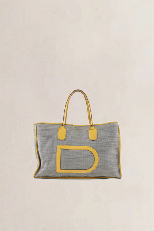 Delvaux Grey/Yellow Taxi Shoulder Bag