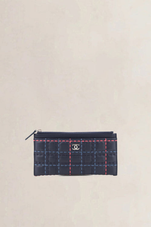 Chanel Blue Quilted Lambskin Long Wallet