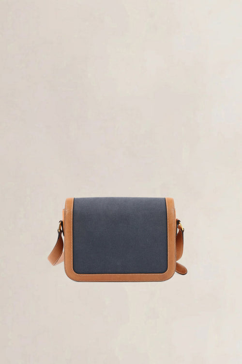 Céline Brown/Navy Leather/Canvas Medium Triomphe Crossbody Bag