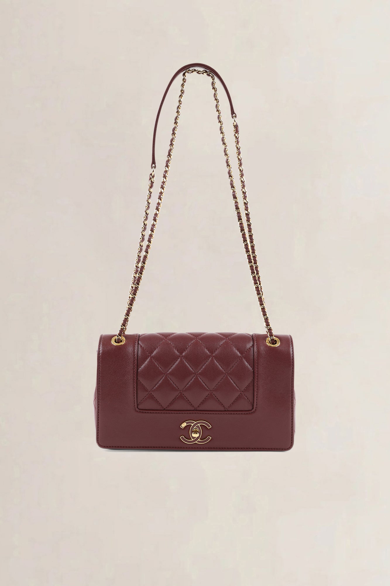 Chanel Burgundy Quilted Lambskin Mademoiselle Shoulder Bag