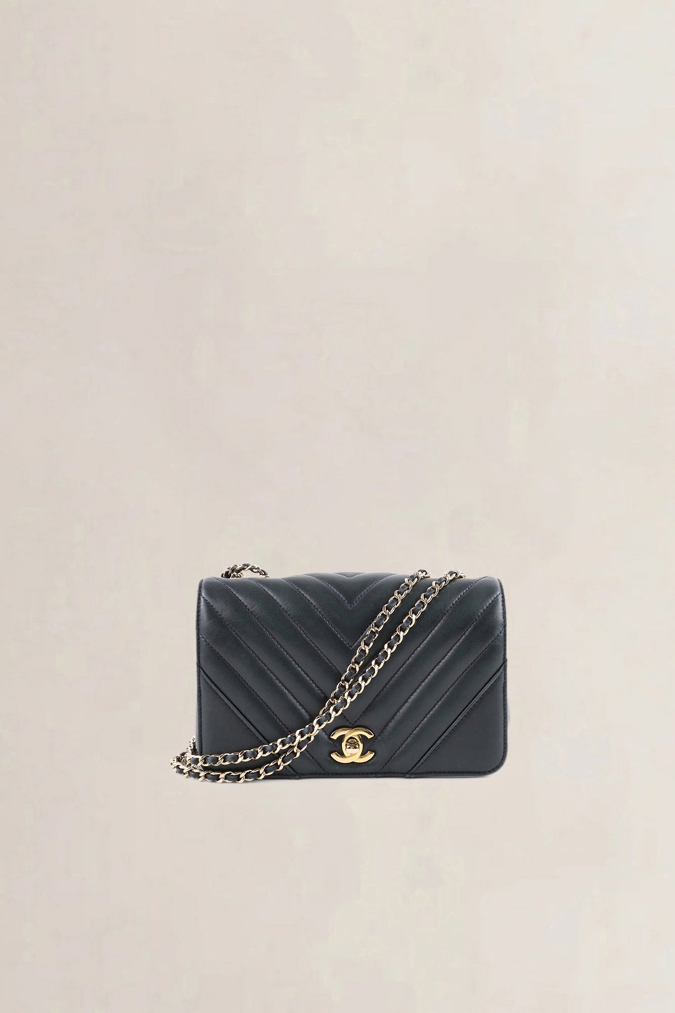 Chanel Blue Chevron Quilted Lambskin Mini Flap Crossbody Bag
