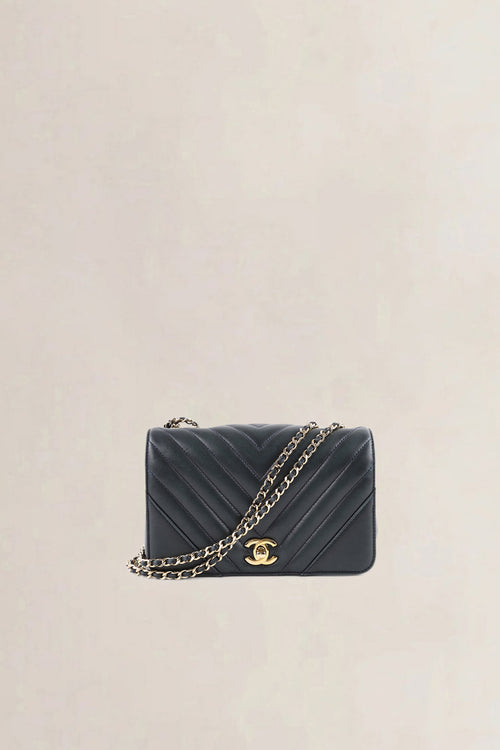 Chanel Blue Chevron Quilted Lambskin Mini Flap Crossbody Bag