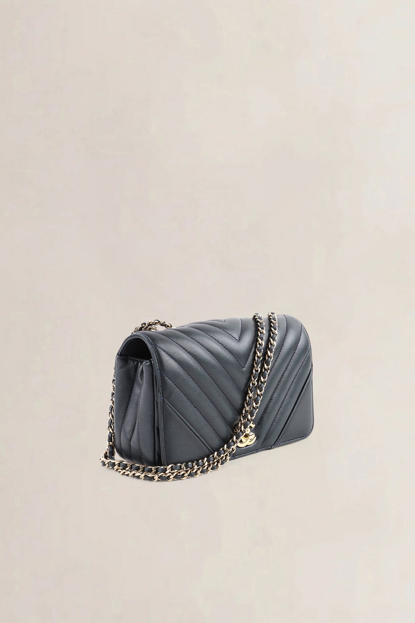 Chanel Blue Chevron Quilted Lambskin Mini Flap Crossbody Bag