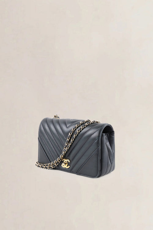 Chanel Blue Chevron Quilted Lambskin Mini Flap Crossbody Bag