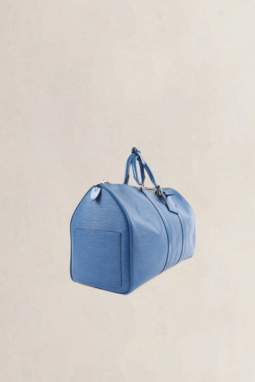 Louis Vuitton Blue Epi Leather Keepall 45 Travel Bag
