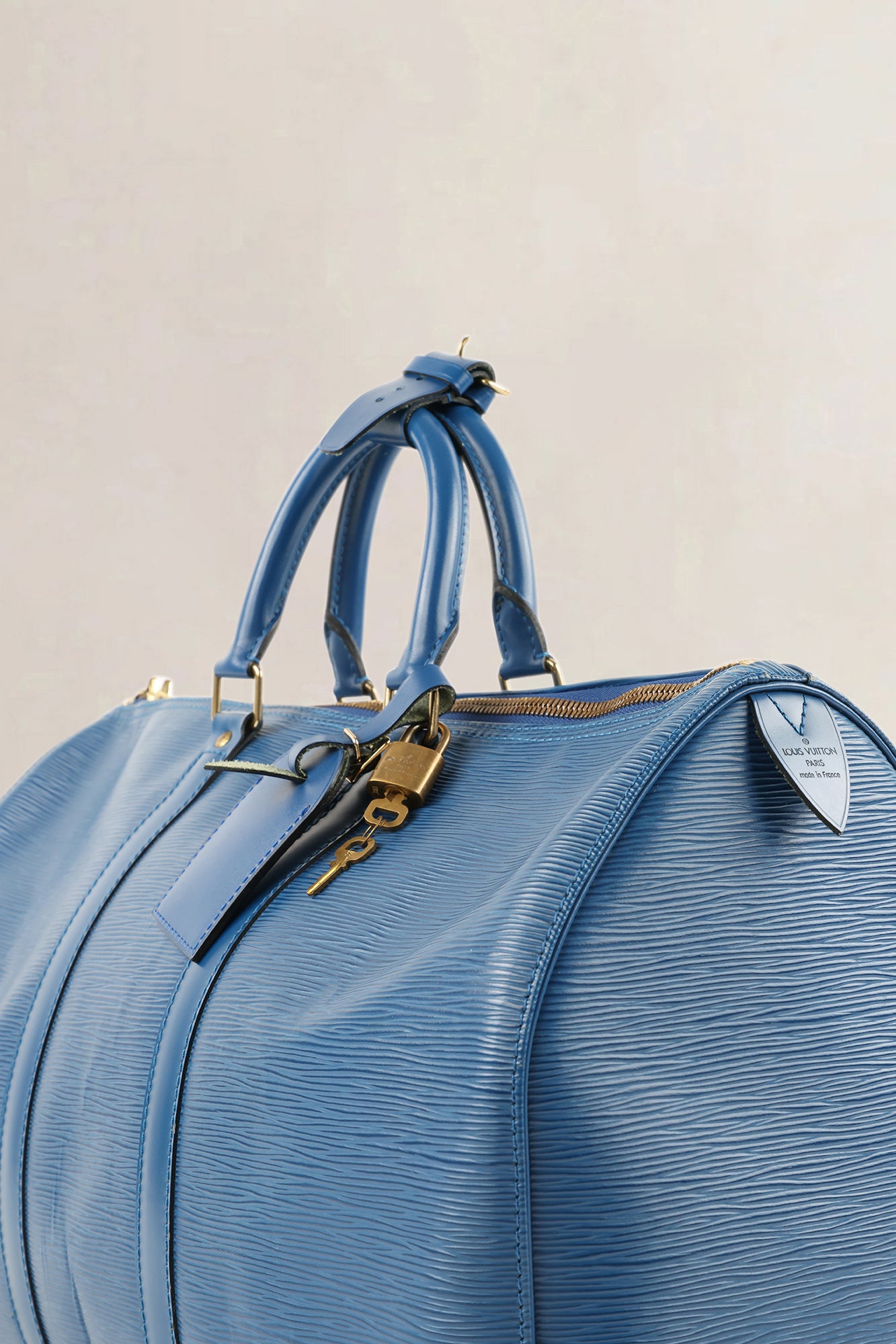 Louis Vuitton Blue Epi Leather Keepall 45 Travel Bag