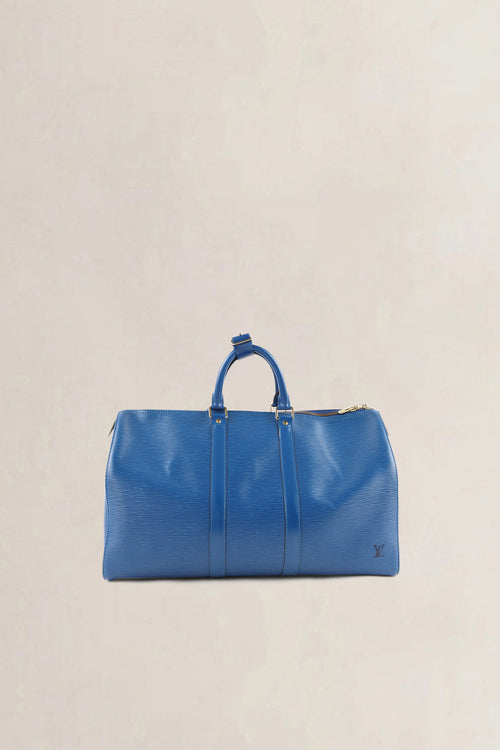 Louis Vuitton Blue Epi Leather Keepall 45 Travel Bag
