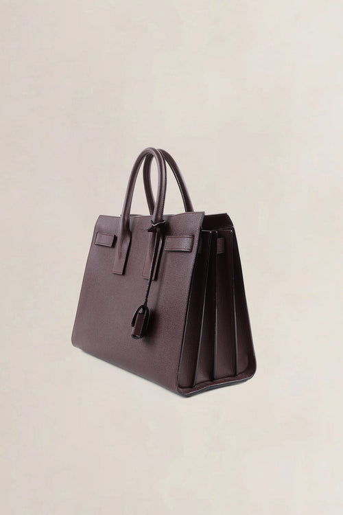Saint Laurent Burgundy Sac de Jour Small Top Handle Bag