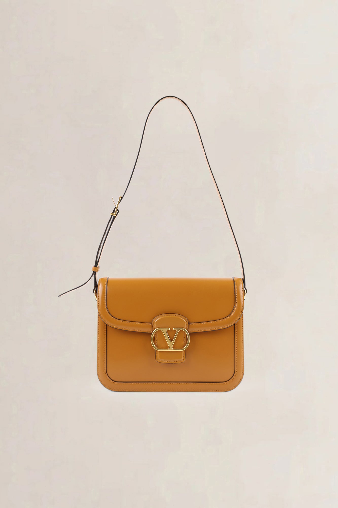 Valentino Garavani Camel Calfskin Leather 9TO5 Crossbody Bag