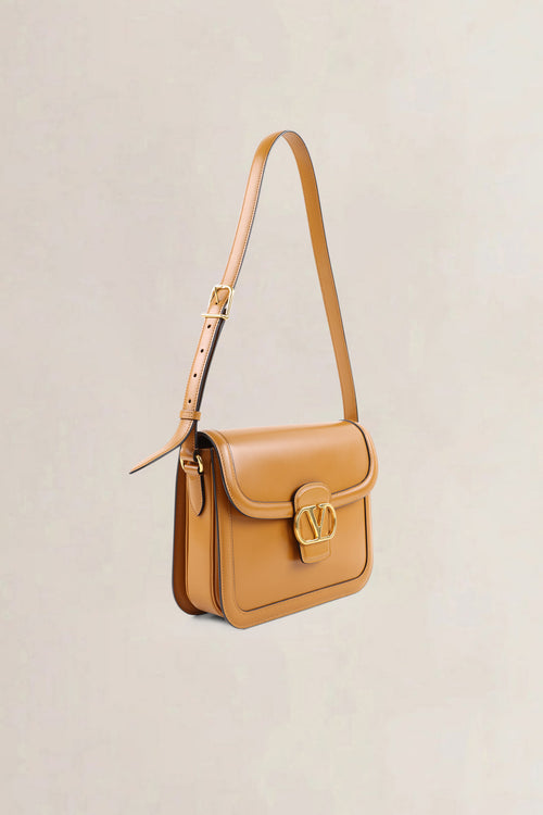 Valentino Garavani Camel Calfskin Leather 9TO5 Crossbody Bag