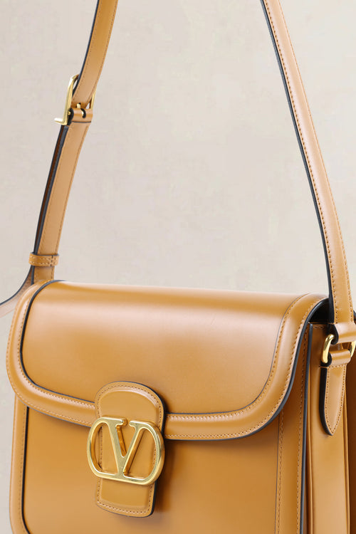 Valentino Garavani Camel Calfskin Leather 9TO5 Crossbody Bag