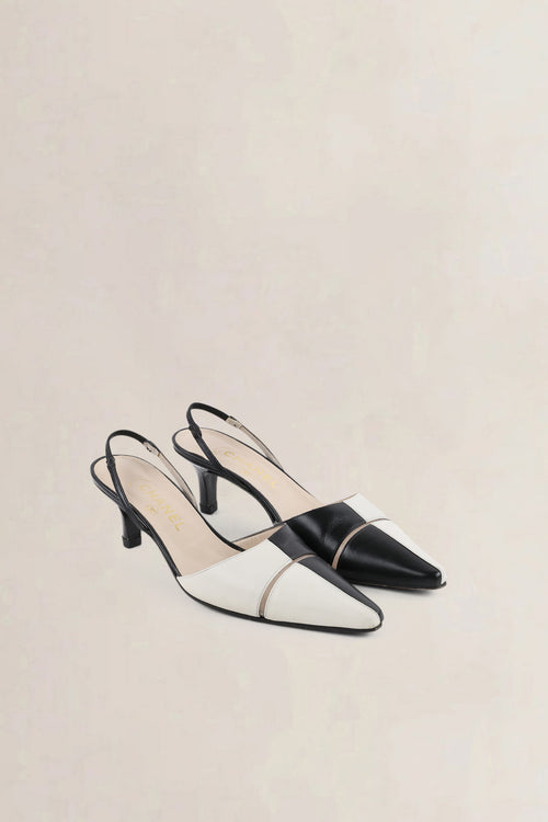Chanel Two-Tone Slingback Kitten Heels